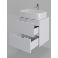 Тумба с раковиной Orange Line Li-60TuwMDF+B07-600W, 60 см, подвесная, цвет белый матовый Soft Touch