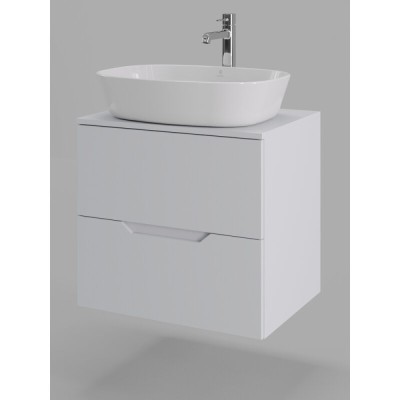 Тумба с раковиной Orange Line Li-60TuwMDF+B08-500W, 60 см, подвесная, цвет белый матовый Soft Touch