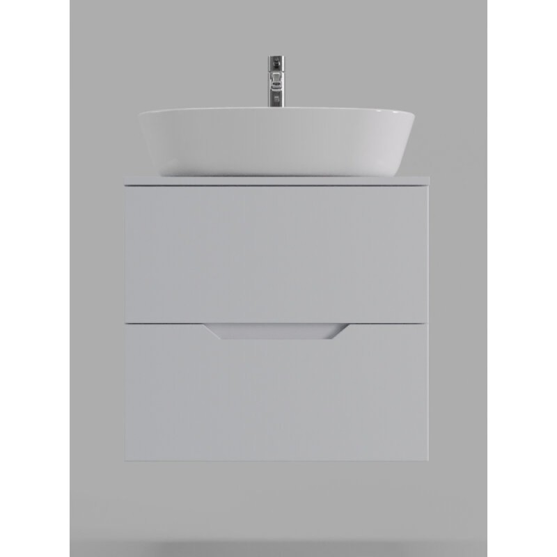 Тумба с раковиной Orange Line Li-60TuwMDF+B08-500W, 60 см, подвесная, цвет белый матовый Soft Touch