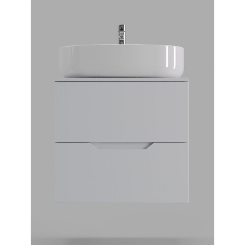 Тумба с раковиной Orange Line Li-60TuwMDF+B08-600W, 60 см, подвесная, цвет белый матовый Soft Touch