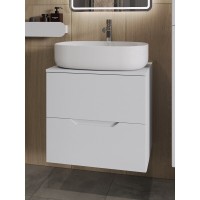 Тумба с раковиной Orange Line Li-60TuwMDF+B08-600W, 60 см, подвесная, цвет белый матовый Soft Touch