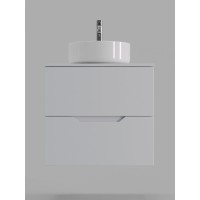 Тумба с раковиной Orange Line Li-60TuwMDF+B09-360W, 60 см, подвесная, цвет белый матовый Soft Touch