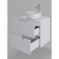 Тумба с раковиной Orange Line Li-60TuwMDF+B09-360W, 60 см, подвесная, цвет белый матовый Soft Touch