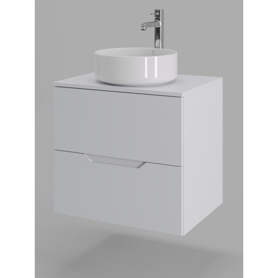 Тумба с раковиной Orange Line Li-60TuwMDF+B09-360W, 60 см, подвесная, цвет белый матовый Soft Touch