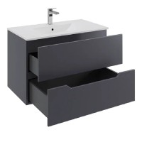 Тумба с раковиной Orange Line Li-70Tug+Ra, 70 см, подвесная, цвет графит матовый Soft Touch