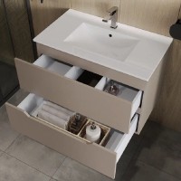 Тумба с раковиной Orange Line Li-70TuL+Ra, 70 см, подвесная, цвет латте матовый Soft Touch