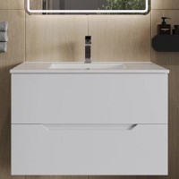 Тумба с раковиной Orange Line Li-70Tuw+Ra, 70 см, подвесная, цвет белый матовый Soft Touch