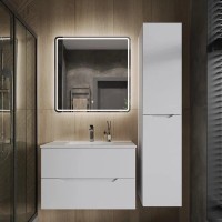 Тумба с раковиной Orange Line Li-70Tuw+Ra, 70 см, подвесная, цвет белый матовый Soft Touch
