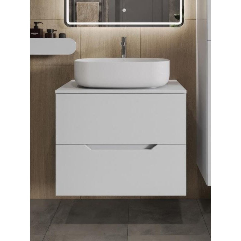 Тумба с раковиной Orange Line, Li-70TuwMDF+B07-540W, 70 см, подвесная, белая матовая