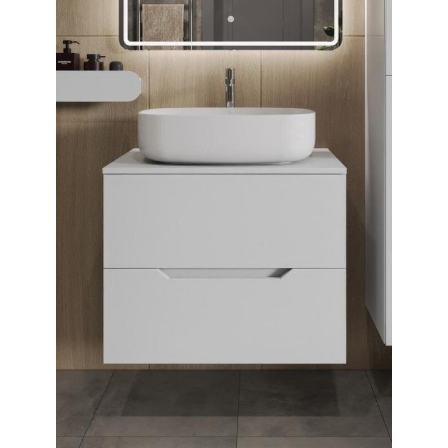 Тумба с раковиной Orange Line, Li-70TuwMDF+B07-540W, 70 см, подвесная, белая матовая