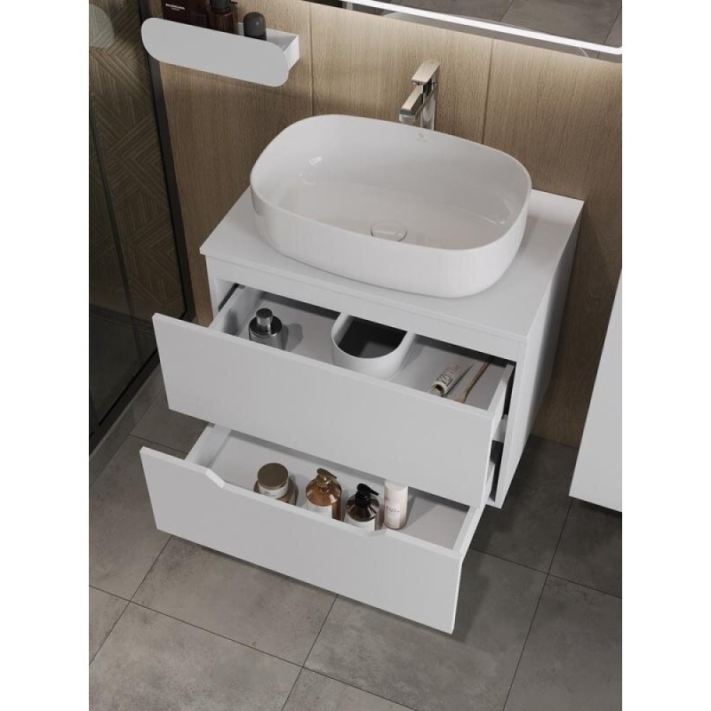 Тумба с раковиной Orange Line, Li-70TuwMDF+B07-540W, 70 см, подвесная, белая матовая
