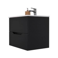 Тумба под раковину Orange Line, подвесная, Li-80Tub, чёрный матовый Soft Touch