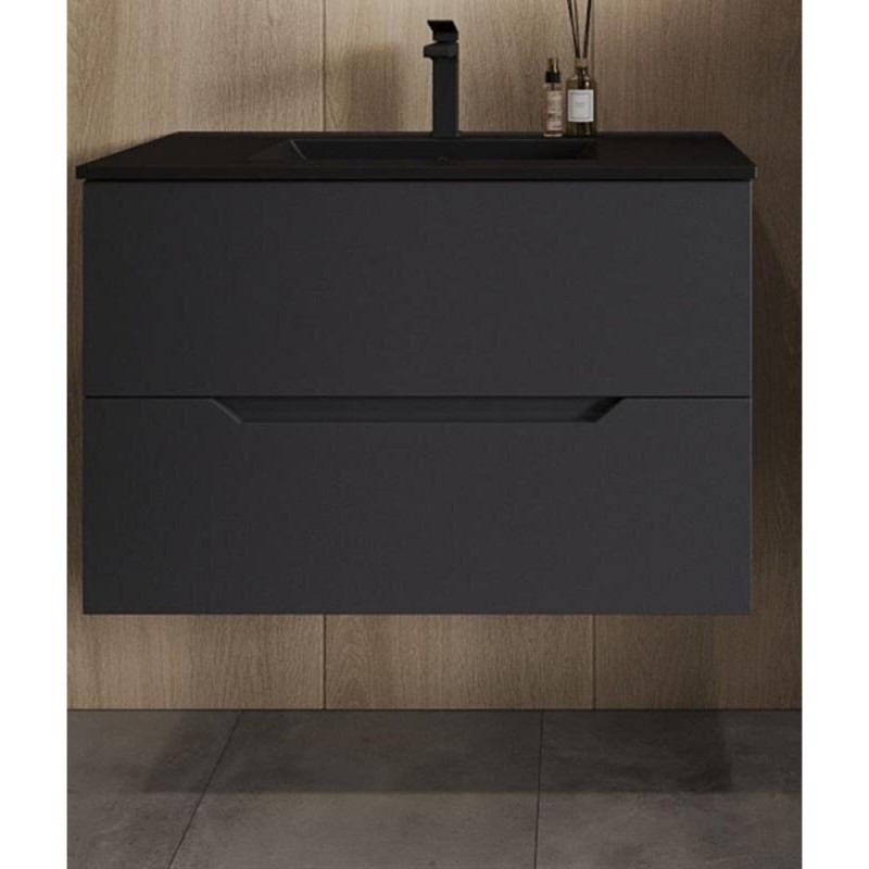 Тумба под раковину Orange Line, подвесная, Li-80Tub, чёрный матовый Soft Touch