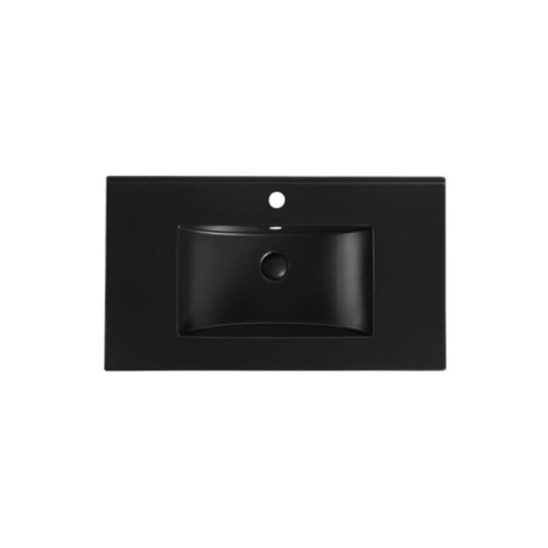 Тумба с раковиной Orange Line Li-80Tub+BLRA, 80 см, подвесная, цвет черный матовый Soft Touch