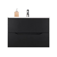 Тумба с раковиной Orange Line, Li-80Tub+Ra, подвесная, чёрный матовый Soft Touch