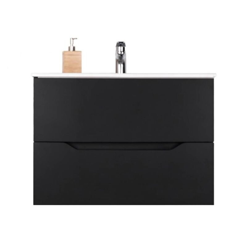 Тумба с раковиной Orange Line, Li-80Tub+Ra, подвесная, чёрный матовый Soft Touch