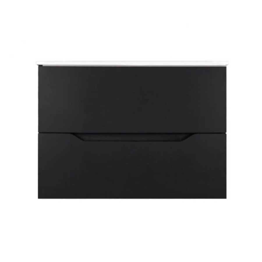 Тумба с раковиной Orange Line, Li-80Tub+Ra, подвесная, чёрный матовый Soft Touch