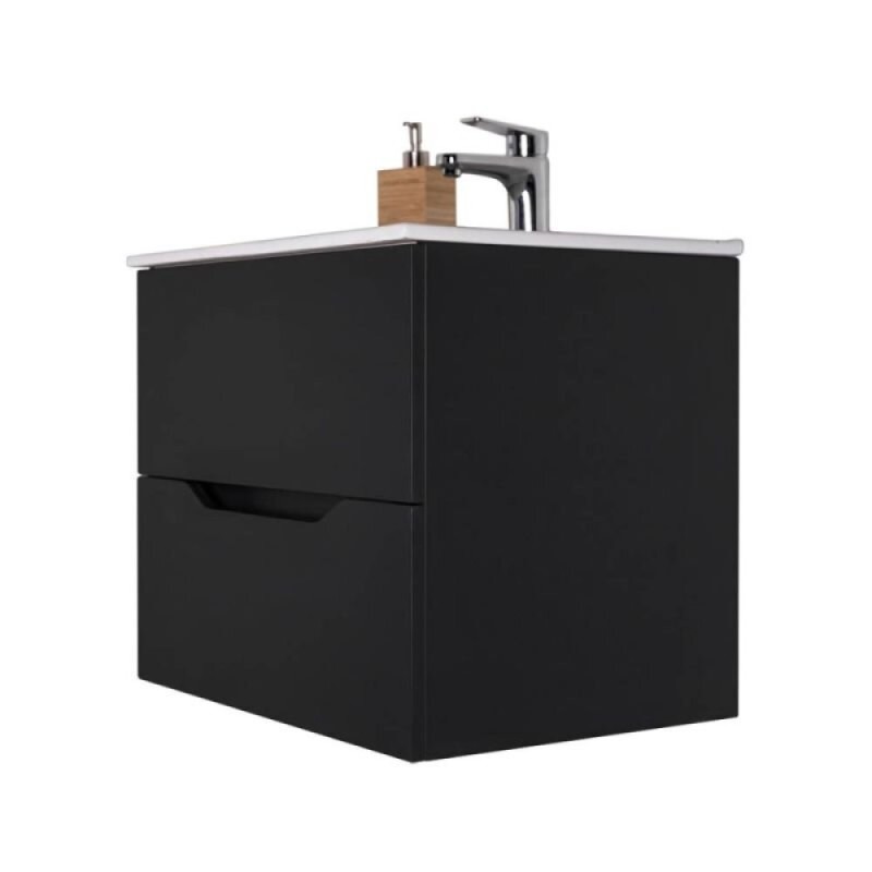 Тумба с раковиной Orange Line, Li-80Tub+Ra, подвесная, чёрный матовый Soft Touch