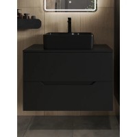 Тумба с раковиной Orange Line Li-80TubMDF+B01-475MB, 80 см, подвесная, цвет черный матовый Soft Touch