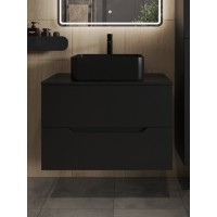 Тумба с раковиной Orange Line Li-80TubMDF+B02-460MB, 80 см, подвесная, цвет черный матовый Soft Touch