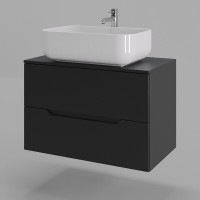 Тумба с раковиной Orange Line Li-80TubMDF+B03-600W, 80 см, подвесная, цвет черный матовый Soft Touch
