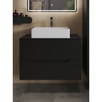 Тумба с раковиной Orange Line Li-80TubMDF+B04-500W, 80 см, подвесная, цвет черный матовый Soft Touch