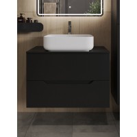 Тумба с раковиной Orange Line Li-80TubMDF+B05-500W, 80 см, подвесная, цвет черный матовый Soft Touch