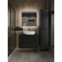 Тумба с раковиной Orange Line Li-80TubMDF+B05-520W, 80 см, подвесная, цвет черный матовый Soft Touch