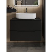 Тумба с раковиной Orange Line Li-80TubMDF+B07-540W, 80 см, подвесная, цвет черный матовый Soft Touch