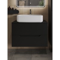 Тумба с раковиной Orange Line Li-80TubMDF+B07-600W, 80 см, подвесная, цвет черный матовый Soft Touch