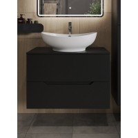 Тумба с раковиной Orange Line Li-80TubMDF+B08-585W, 80 см, подвесная, цвет черный матовый Soft Touch