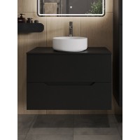 Тумба с раковиной Orange Line Li-80TubMDF+B09-360W, 80 см, подвесная, цвет черный матовый Soft Touch