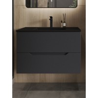 Тумба с раковиной Orange Line Li-80Tug+BLRA, 80 см, подвесная, цвет графит матовый Soft Touch