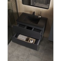 Тумба с раковиной Orange Line Li-80Tug+BLRA, 80 см, подвесная, цвет графит матовый Soft Touch