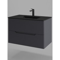 Тумба с раковиной Orange Line Li-80Tug+BLRA, 80 см, подвесная, цвет графит матовый Soft Touch