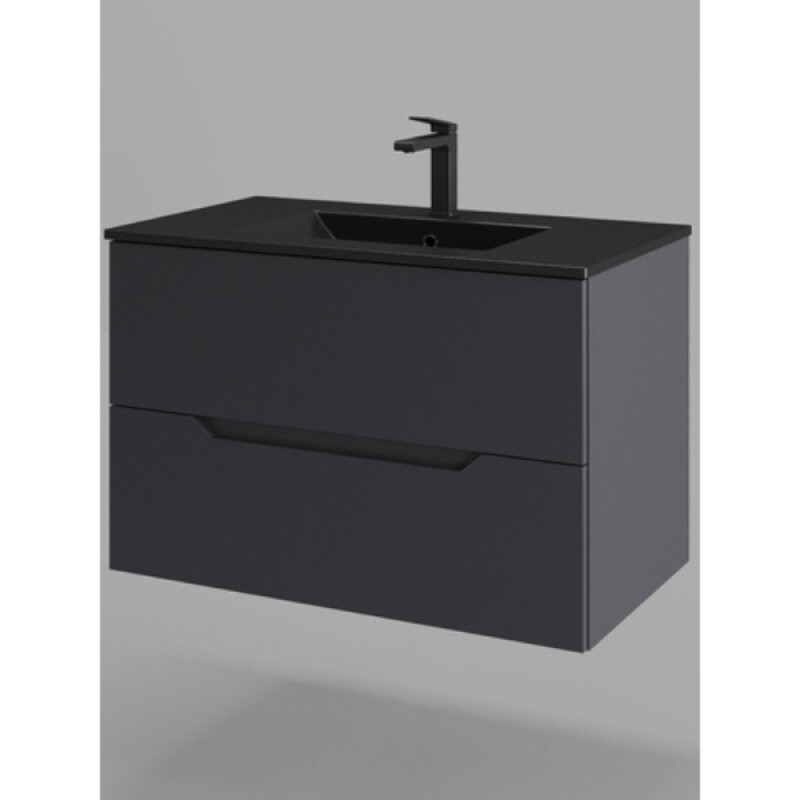 Тумба с раковиной Orange Line Li-80Tug+BLRA, 80 см, подвесная, цвет графит матовый Soft Touch