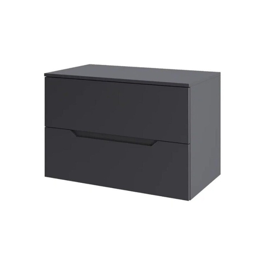 Тумба под раковину Orange Line 80 см, Li-80TugMDF, подвесная, цвет графит матовый Soft Touch