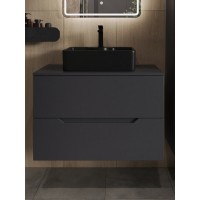 Тумба с раковиной Orange Line Li-80TugMDF+B01-475MB, 80 см, подвесная, цвет графит матовый Soft Touch