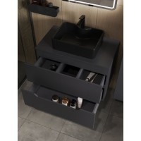 Тумба с раковиной Orange Line Li-80TugMDF+B01-475MB, 80 см, подвесная, цвет графит матовый Soft Touch