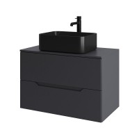 Тумба с раковиной Orange Line Li-80TugMDF+B02-460MB, 80 см, подвесная, цвет графит матовый Soft Touch