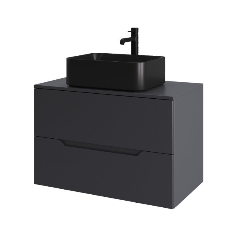 Тумба с раковиной Orange Line Li-80TugMDF+B02-460MB, 80 см, подвесная, цвет графит матовый Soft Touch