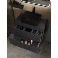 Тумба с раковиной Orange Line Li-80TugMDF+B02-460MB, 80 см, подвесная, цвет графит матовый Soft Touch