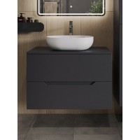 Тумба с раковиной Orange Line Li-80TugMDF+B05-480W, 80 см, подвесная, цвет графит матовый Soft Touch