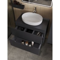 Тумба с раковиной Orange Line Li-80TugMDF+B05-520W, 80 см, подвесная, цвет графит матовый Soft Touch