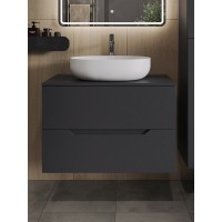 Тумба с раковиной Orange Line Li-80TugMDF+B05-520W, 80 см, подвесная, цвет графит матовый Soft Touch
