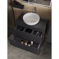 Тумба с раковиной Orange Line Li-80TugMDF+B07-420W, 80 см, подвесная, цвет графит матовый Soft Touch