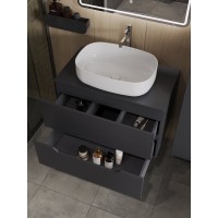 Тумба с раковиной Orange Line Li-80TugMDF+B07-540W, 80 см, подвесная, цвет графит матовый Soft Touch