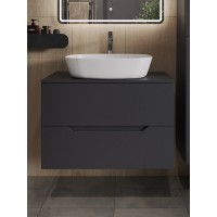 Тумба с раковиной Orange Line Li-80TugMDF+B08-500W, 80 см, подвесная, цвет графит матовый Soft Touch