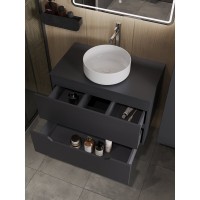 Тумба с раковиной Orange Line Li-80TugMDF+B09-360W, 80 см, подвесная, цвет графит матовый Soft Touch