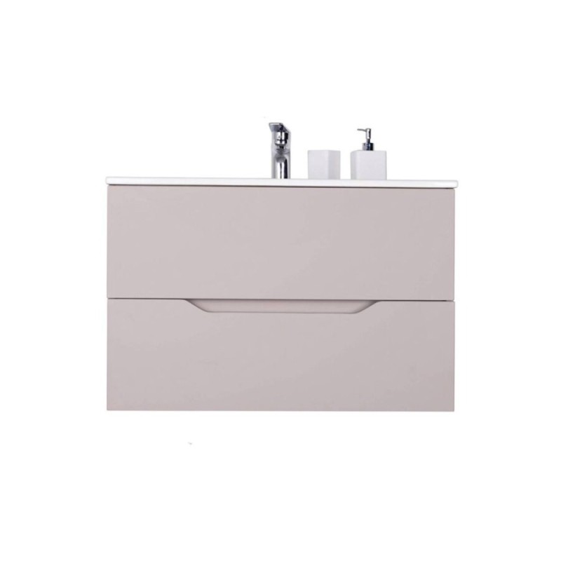 Тумба с раковиной Orange Line, Li-80TuL+Ra, подвесная, латте матовый Soft Touch